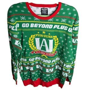My Hero Academia Ugly Christmas Sweater Extra Large Green Anime Box Lunch NWT